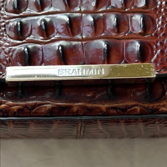 Brahmin Rich Brown Croc-Embossed Crossbody Bag - Picture 8 of 9